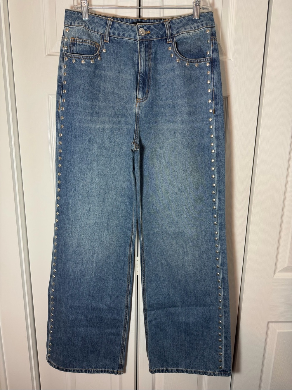 House of Harlow 1960 Blue Studded Wide-Leg Jeans